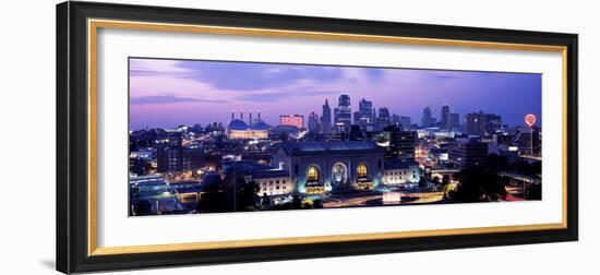 Union Station at Sunset with City Skyline in Background, Kansas City, Missouri, USA 2012-null-Framed Photographic Print