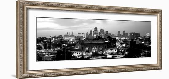 Union Station at Sunset with City Skyline in Background, Kansas City, Missouri, USA-null-Framed Photographic Print