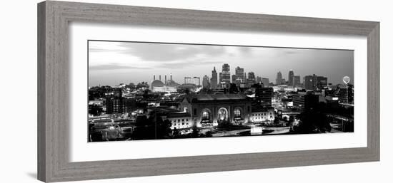 Union Station at Sunset with City Skyline in Background, Kansas City, Missouri, USA-null-Framed Photographic Print