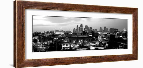 Union Station at Sunset with City Skyline in Background, Kansas City, Missouri, USA-null-Framed Photographic Print