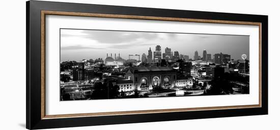 Union Station at Sunset with City Skyline in Background, Kansas City, Missouri, USA-null-Framed Photographic Print