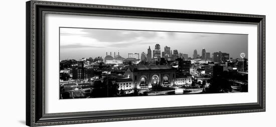 Union Station at Sunset with City Skyline in Background, Kansas City, Missouri, USA-null-Framed Photographic Print