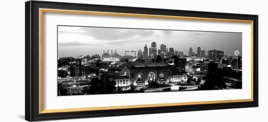 Union Station at Sunset with City Skyline in Background, Kansas City, Missouri, USA-null-Framed Photographic Print