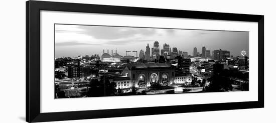 Union Station at Sunset with City Skyline in Background, Kansas City, Missouri, USA-null-Framed Photographic Print