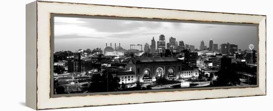 Union Station at Sunset with City Skyline in Background, Kansas City, Missouri, USA-null-Framed Premier Image Canvas