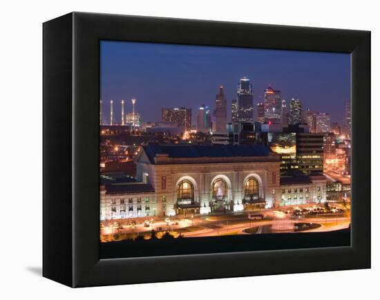 Union Station (b.1914) and Kansas City Skyline, Missouri, USA-Walter Bibikow-Framed Premier Image Canvas