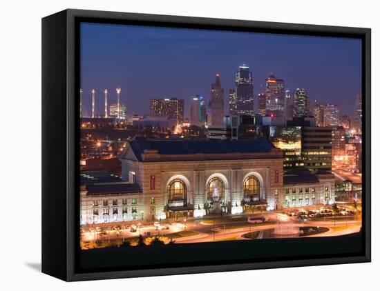 Union Station (b.1914) and Kansas City Skyline, Missouri, USA-Walter Bibikow-Framed Premier Image Canvas