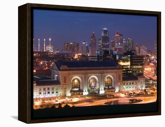 Union Station (b.1914) and Kansas City Skyline, Missouri, USA-Walter Bibikow-Framed Premier Image Canvas