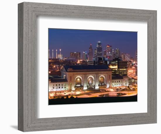 Union Station (b.1914) and Kansas City Skyline, Missouri, USA-Walter Bibikow-Framed Photographic Print