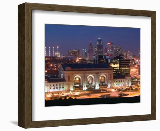 Union Station (b.1914) and Kansas City Skyline, Missouri, USA-Walter Bibikow-Framed Photographic Print