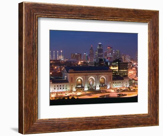 Union Station (b.1914) and Kansas City Skyline, Missouri, USA-Walter Bibikow-Framed Photographic Print