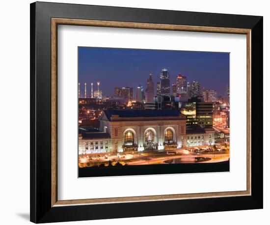 Union Station (b.1914) and Kansas City Skyline, Missouri, USA-Walter Bibikow-Framed Photographic Print