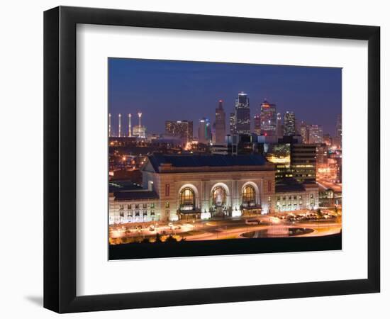 Union Station (b.1914) and Kansas City Skyline, Missouri, USA-Walter Bibikow-Framed Photographic Print