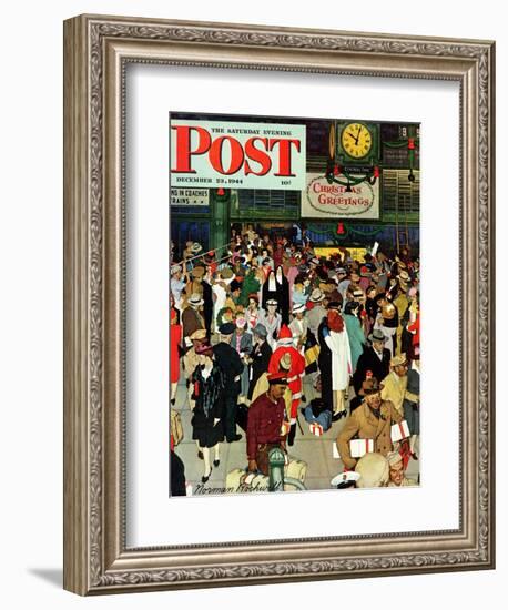 "Union Train Station, Chicago, Christmas" Saturday Evening Post Cover, December 23,1944-Norman Rockwell-Framed Giclee Print