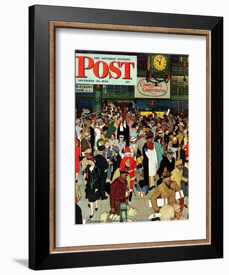 "Union Train Station, Chicago, Christmas" Saturday Evening Post Cover, December 23,1944-Norman Rockwell-Framed Giclee Print