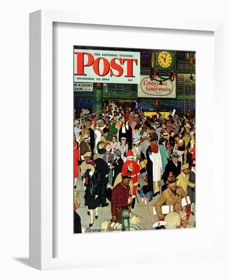 "Union Train Station, Chicago, Christmas" Saturday Evening Post Cover, December 23,1944-Norman Rockwell-Framed Giclee Print