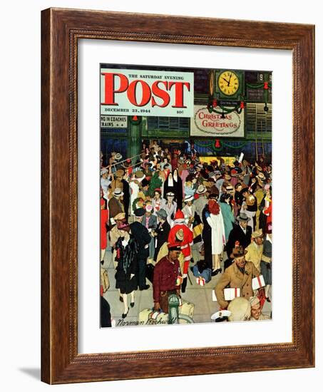 "Union Train Station, Chicago, Christmas" Saturday Evening Post Cover, December 23,1944-Norman Rockwell-Framed Giclee Print