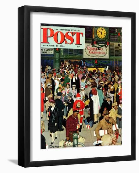 "Union Train Station, Chicago, Christmas" Saturday Evening Post Cover, December 23,1944-Norman Rockwell-Framed Giclee Print