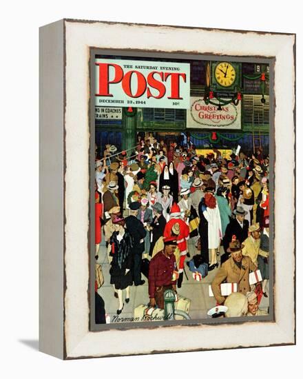 "Union Train Station, Chicago, Christmas" Saturday Evening Post Cover, December 23,1944-Norman Rockwell-Framed Premier Image Canvas