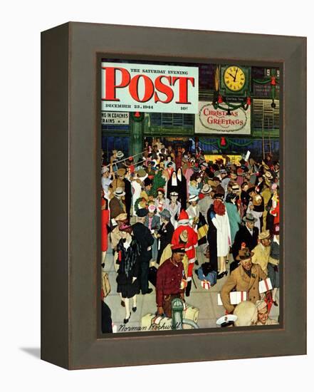 "Union Train Station, Chicago, Christmas" Saturday Evening Post Cover, December 23,1944-Norman Rockwell-Framed Premier Image Canvas