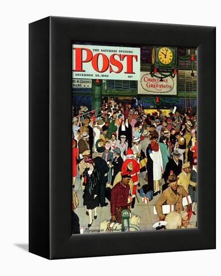 "Union Train Station, Chicago, Christmas" Saturday Evening Post Cover, December 23,1944-Norman Rockwell-Framed Premier Image Canvas