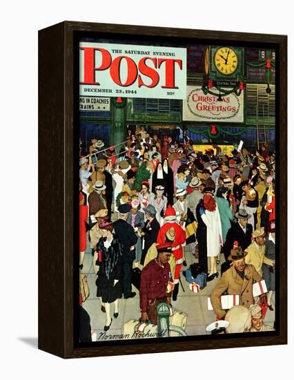 "Union Train Station, Chicago, Christmas" Saturday Evening Post Cover, December 23,1944-Norman Rockwell-Framed Premier Image Canvas