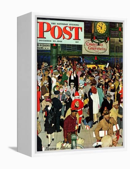 "Union Train Station, Chicago, Christmas" Saturday Evening Post Cover, December 23,1944-Norman Rockwell-Framed Premier Image Canvas