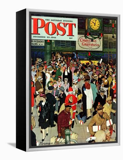 "Union Train Station, Chicago, Christmas" Saturday Evening Post Cover, December 23,1944-Norman Rockwell-Framed Premier Image Canvas