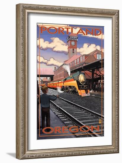 Union Train Station - Portland, Oregon-Lantern Press-Framed Art Print