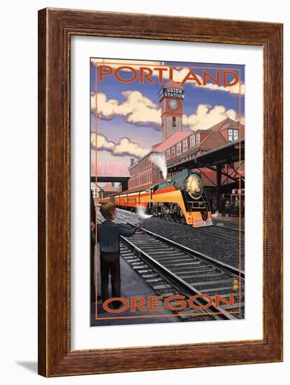 Union Train Station - Portland, Oregon-Lantern Press-Framed Art Print