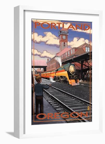 Union Train Station - Portland, Oregon-Lantern Press-Framed Art Print