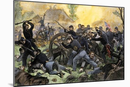 Union Troops under General Ulysses S. Grant Recapturing Artillery during the Battle of Shiloh-null-Mounted Giclee Print