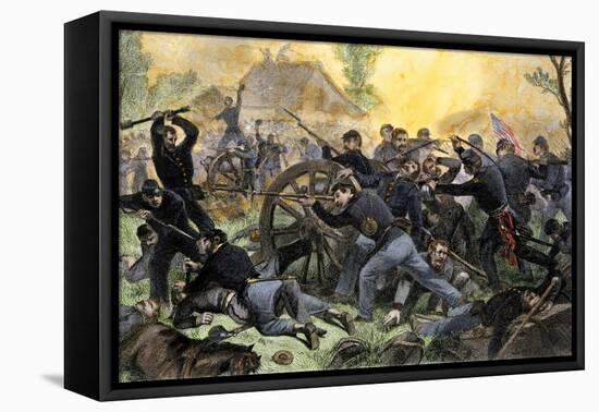 Union Troops under General Ulysses S. Grant Recapturing Artillery during the Battle of Shiloh-null-Framed Premier Image Canvas