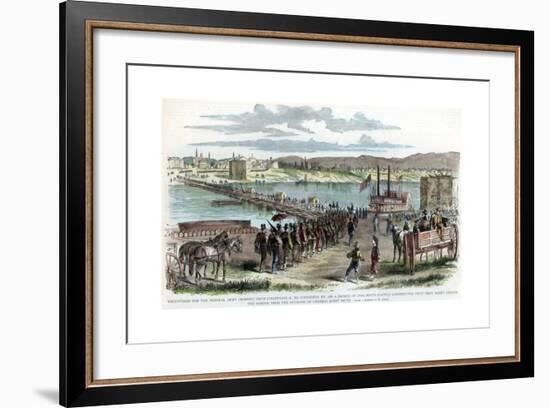 Union Volunteers Crossing the Ohio River, Cincinnati, Ohio, American Civil War, C1862-H Lovie-Framed Giclee Print