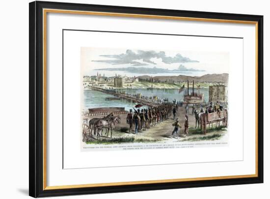 Union Volunteers Crossing the Ohio River, Cincinnati, Ohio, American Civil War, C1862-H Lovie-Framed Giclee Print