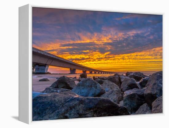 Unique Angle of the Garcon Point Bridge Spanning over Pensacola Bay Shot during a Gorgeous Sunset F-David Schulz Photography-Framed Premier Image Canvas