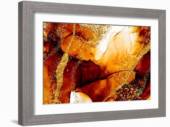 Unique Creativity. Art&Gold. Inspired by the Sky. Abstract Painting with Golden Swirls. Popular Tre-CARACOLLA-Framed Art Print