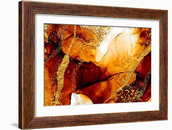 Unique Creativity. Art&Gold. Inspired by the Sky. Abstract Painting with Golden Swirls. Popular Tre-CARACOLLA-Framed Art Print