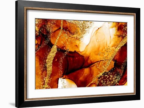 Unique Creativity. Art&Gold. Inspired by the Sky. Abstract Painting with Golden Swirls. Popular Tre-CARACOLLA-Framed Art Print