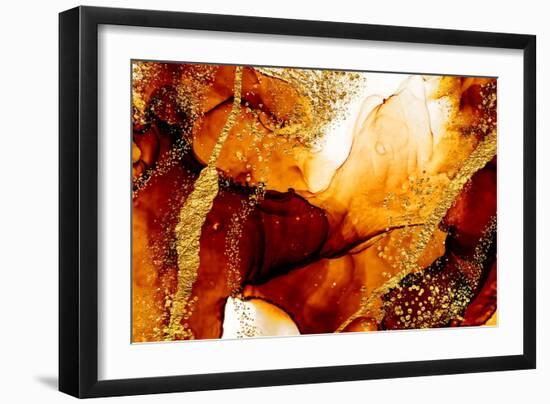 Unique Creativity. Art&Gold. Inspired by the Sky. Abstract Painting with Golden Swirls. Popular Tre-CARACOLLA-Framed Art Print