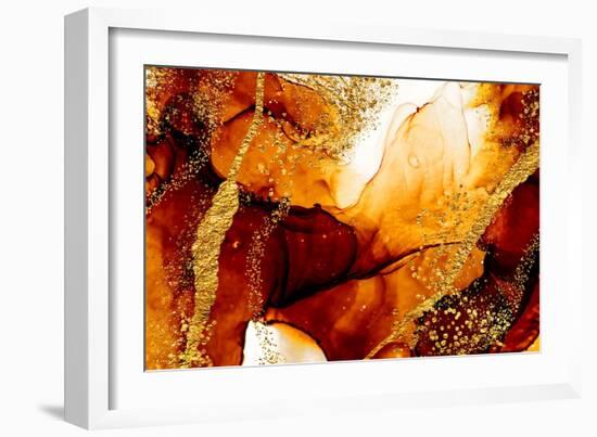 Unique Creativity. Art&Gold. Inspired by the Sky. Abstract Painting with Golden Swirls. Popular Tre-CARACOLLA-Framed Art Print