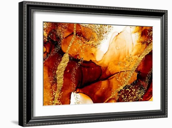 Unique Creativity. Art&Gold. Inspired by the Sky. Abstract Painting with Golden Swirls. Popular Tre-CARACOLLA-Framed Art Print