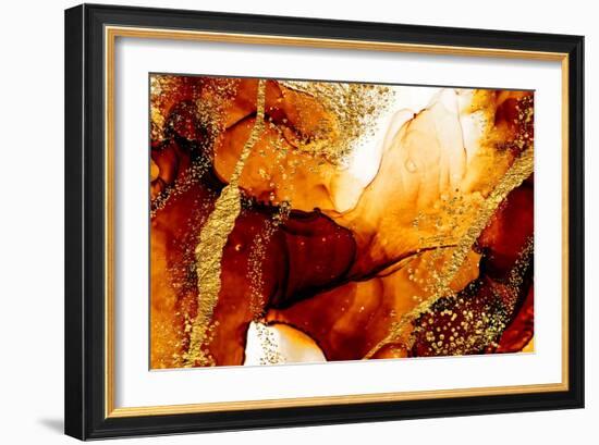 Unique Creativity. Art&Gold. Inspired by the Sky. Abstract Painting with Golden Swirls. Popular Tre-CARACOLLA-Framed Art Print