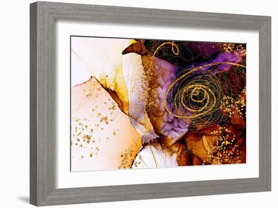 Unique Creativity. Art&Gold. Inspired by the Sky. Abstract Painting with Golden Swirls. Popular Tre-CARACOLLA-Framed Art Print