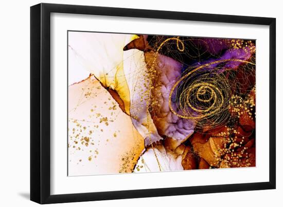 Unique Creativity. Art&Gold. Inspired by the Sky. Abstract Painting with Golden Swirls. Popular Tre-CARACOLLA-Framed Art Print