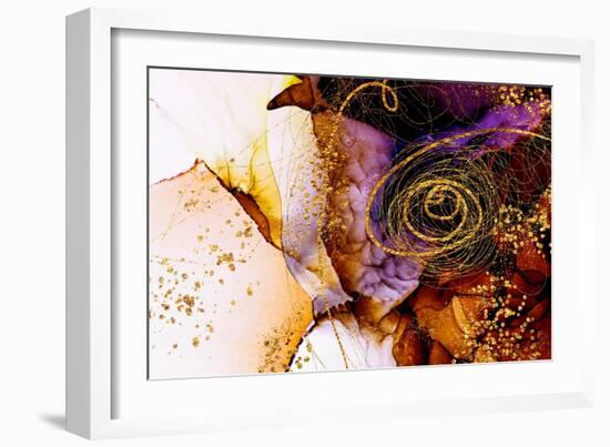 Unique Creativity. Art&Gold. Inspired by the Sky. Abstract Painting with Golden Swirls. Popular Tre-CARACOLLA-Framed Art Print