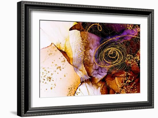 Unique Creativity. Art&Gold. Inspired by the Sky. Abstract Painting with Golden Swirls. Popular Tre-CARACOLLA-Framed Art Print