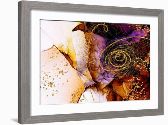 Unique Creativity. Art&Gold. Inspired by the Sky. Abstract Painting with Golden Swirls. Popular Tre-CARACOLLA-Framed Art Print