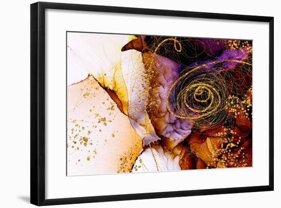 Unique Creativity. Art&Gold. Inspired by the Sky. Abstract Painting with Golden Swirls. Popular Tre-CARACOLLA-Framed Art Print