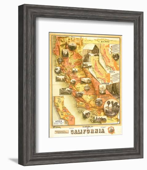 Unique Map of California 1885-E^ McD^ Johnstone-Framed Art Print